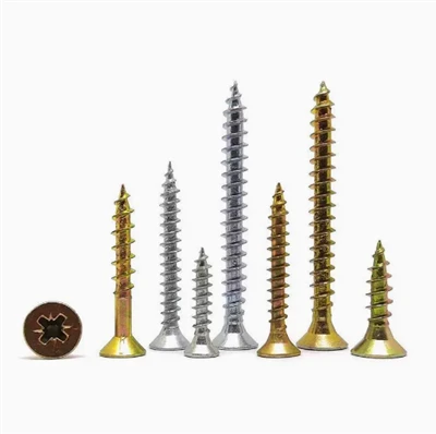 Cargol d'aglomerat Pozi Drive DIN7505 Cargol de fusta autorroscant avellanat de zinc groc per a taulers de partícules MDF de mobles